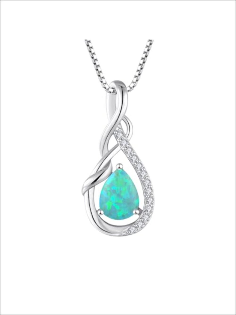 925 Sterling Silver Infinity Teardrop Necklace